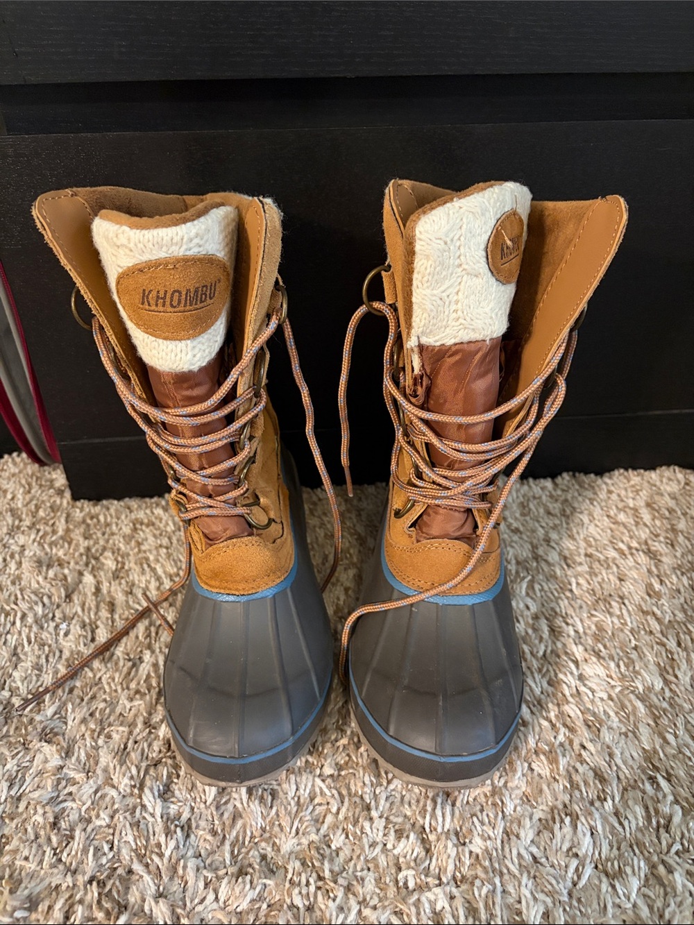 Khombu Brown and Tan Waterproof Lace-Up Winter Boots
